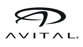 Avital logo in black with abstract swirl design, representing Avital remote start and vehicle security systems.