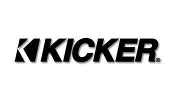 Kicker logo, representing Kicker subwoofers, speakers, and amplifiers known for bold bass performance.